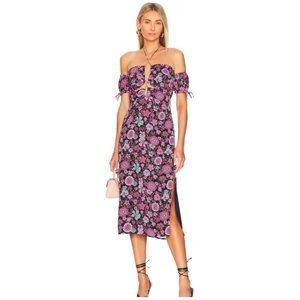 MAJORELLE Olivia Midi Dress in Dancing Valley Black
Nwt